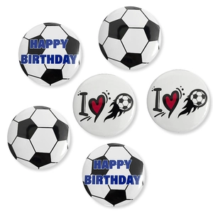 Badges De Football En Fer Blanc Boutons Joyeux Anniversaire Décorations De Fête Sportive Cadeaux Célébration Rond