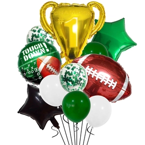 Champion trophy and American football theme balloon kit for sports party decorations