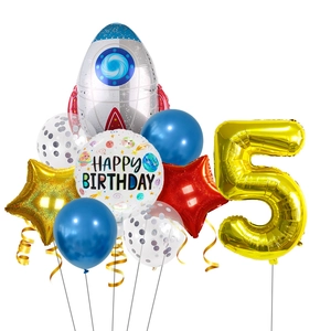 Detailed astronaut rocket balloon set for 5th birthday party space themed decorations