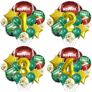 Décoration de Ballon de Fête à Thème Football Américain Super Bowl Anniversaire Numéro Or Aluminium Étoile Latex Célébration