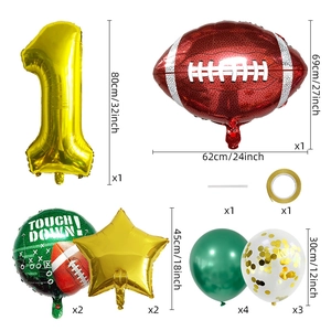 Kit de ballons de foot américain avec numéro 1 doré et ballons de baudruche touchdown