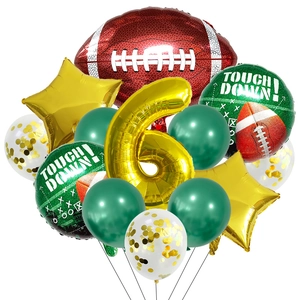 Kit de ballons de football américain pour 6e anniversaire avec rugby marron et étoiles dorées