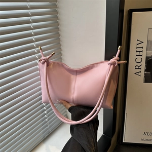 Minimalist Large Capacity PU Leather Underarm Shoulder Bag For Women Fashion Knot Strap Commuter Crossbody Tote Bag