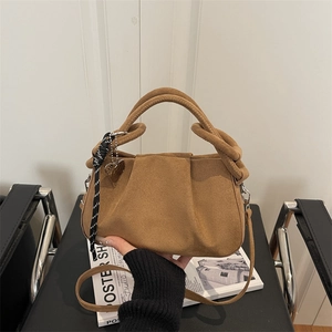 Damen Falten-Handtasche Wildleder-Optik Hobo Umhängetasche Geknoteter Griff Herzanhänger Gestreiftes Band Alltag Vintage