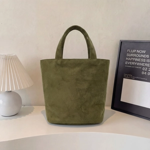 Borsa Tote In Camoscio Minimalista Grande Capacità Retro Finitura Opaca Stile Secchiello Per Donna Quotidiana Campus Inverno