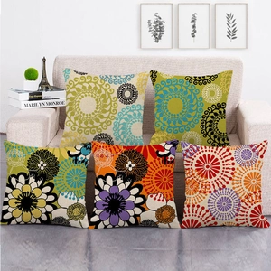 Geometric Floral Mandala Linen Cushion Cover Square Decorative Throw Pillowcase For Sofa Living Room Home Decor