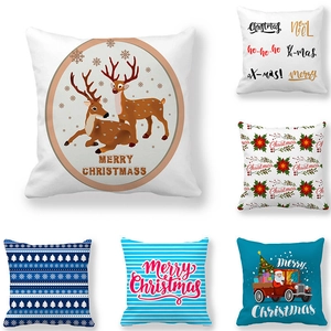 Christmas Peach Skin Polyester Throw Pillowcase Decorative Square Cushion Cover For Sofa Holiday Party Home Decor