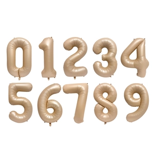 Full set of champagne gold number balloons 0-9 for birthday and anniversary decor