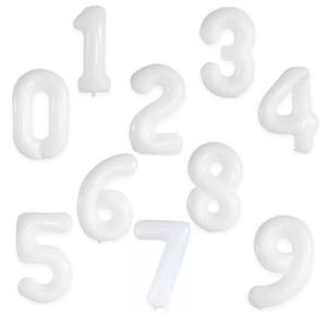 Ballons chiffres de 0 à 9 en aluminium blanc mat de 32 pouces pour décorations de fêtes