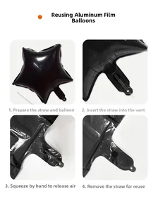 Guía de desinflado para globos de estrella de aluminio negro reutilizables
