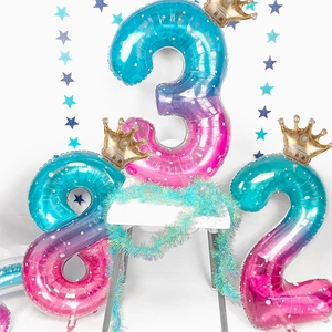 Ballons chiffres galaxie 40 pouces en aluminium avec couronne pour décoration