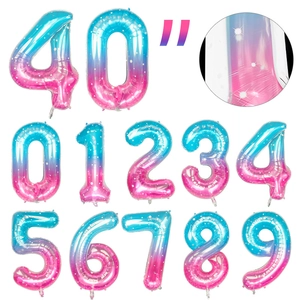 40-inch starry mermaid gradient number foil balloon column set for birthday party decor
