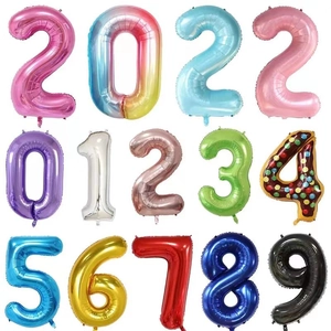 Large Number Balloon Aluminum Foil Digital Shape Balloon For Birthday Party Anniversary Celebration Galaxy Gradient Decoration