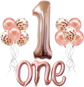 Rose Gold Birthday Party Decoration Aluminum Foil Latex Balloons Letter And Sequin Metallic Glossy
