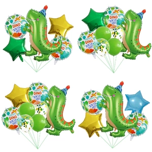 Set di Palloncini di Compleanno a Dinosauro in Pellicola di Alluminio Lattice Stelle per Festa di Compleanno Bambini