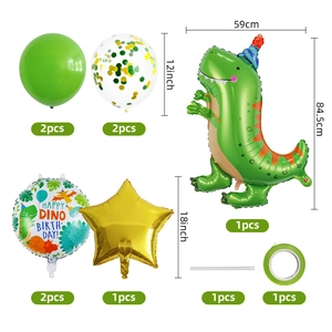 Set dettagliato con palloncino dinosauro in alluminio, stella e palloncini in lattice