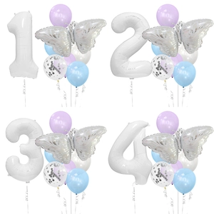Butterfly Digital Balloon Foil And Latex Sequin Birthday Party Decoration Macaron Color Dreamy Celebration
