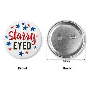 58mm US-Unabhängigkeitstag Blechanstecker mit Starry-EYED Design Vorder- und Rückansicht