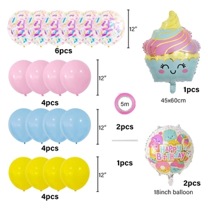 Ice cream party balloon kit with confetti and happy birthday foil balloons for baby shower