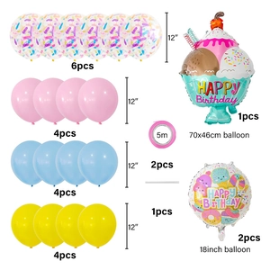 Ice cream theme party balloon set with foil sweets, latex balloons and ribbon for birthday