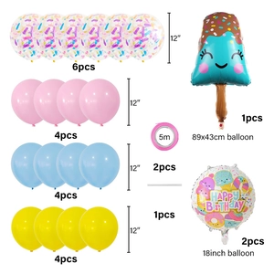 Detailed set of ice cream foil balloons and colorful confetti latex balloons for party decor