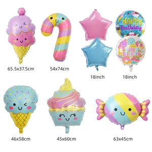 5pcs cartoon ice cream and candy foil balloon set for colorful birthday party decoration