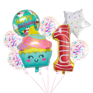Ice cream theme 1st birthday balloon kit with cupcake foil and confetti balloons