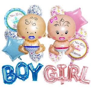 Kit de ballons Baby Shower avec formes bébé bleu rose et ballons lettres Boy Girl
