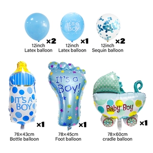 Set di palloncini blu baby shower per bambino con biberon e palloncini in alluminio