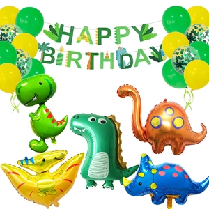 Dinosaurier Thema Geburtstag Party Dekoration Set Aluminiumfolie Dinosaurier Ballons Happy Birthday Banner Latex Ballons Für Kinder