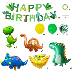 Dinosaurier Geburtstagsparty Deko Set mit Bannern und riesigen Folienballons für Kinder