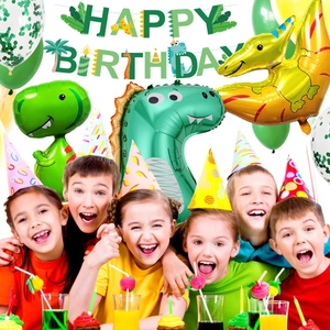 Dinosaurier Geburtstagsparty Deko-Set mit Folienballons und Happy Birthday Banner