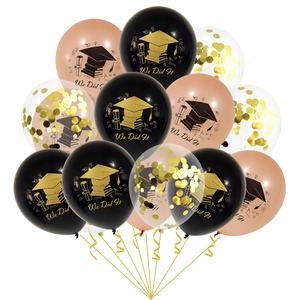 Kit de ballons de remise de diplôme noir et or rose avec confettis et texte We Did It