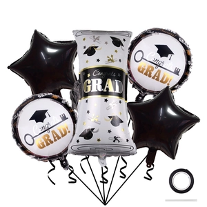 5pcs Graduation balloon set with Congrats Grad foil stars and scroll for party decoration