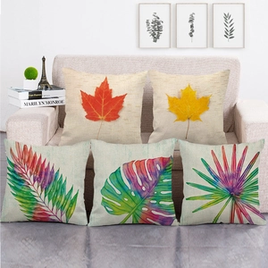 Autumn Leaf Decorative Pillow Case Linen Fall Throw Cushion Cover For Sofa Home Decor Thanksgiving Pumpkin Maple Pattern