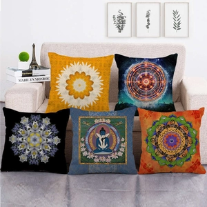 Mandala Decoratieve Kussenslopen Linnenmix Sierkussen Geometrisch Vierkant Kussenhoes Voor Bank Couch Home Decor