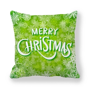Green Christmas pillow case with white snowflakes and Merry Christmas text decor