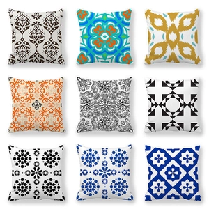 Geometric Throw Pillow Cover Peach Skin Fabric Decorative Cushion Case For Sofa Home Decor Mandala Bohemian Style Square