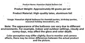Spécifications des ballons de fête pastèque hawaïenne en latex et feuille d'aluminium
