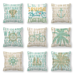 Retro Nautisch Strand Fahrrad Druck Kissenbezug Pfirsichhaut Polyester Dekokissenbezug Für Sofa Haus Wohnzimmer Dekor