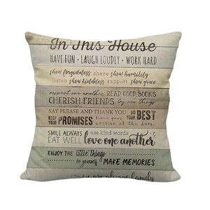 Minimalist linen throw pillow cover with inspirational English quotes and color block design