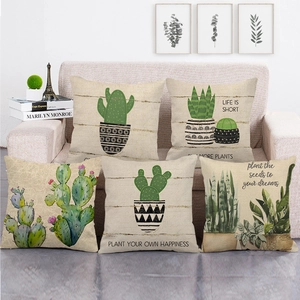 Minimalistisch Linnen Cactus Vetplant Kussensloop Planten Print Kussenhoes Voor Woonkamer Bank Decor