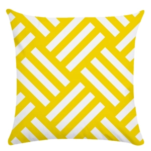 Detailed texture of yellow and white geometric striped super soft decorative cushion cover