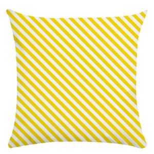 Detail of yellow and white diagonal twill pattern on ultra-soft square throw pillow cover