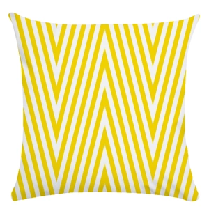 Detailed view of yellow and white zigzag chevron pattern on square microfiber pillowcase