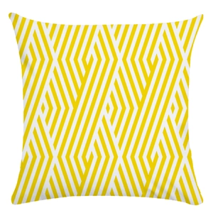 Modern bright yellow and white geometric maze pattern soft square pillow case