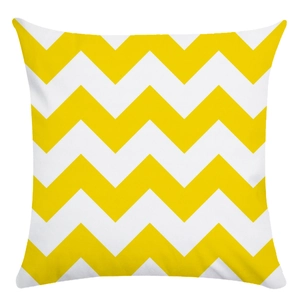 Modern yellow and white chevron wave pattern decorative square pillowcase for sofa