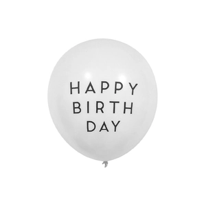 Witte latex ballon met zwarte Happy Birthday tekst voor feestelijke decoraties