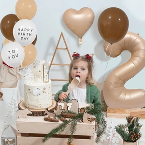 Caramel and beige 40-inch number balloon set for children birthday party background