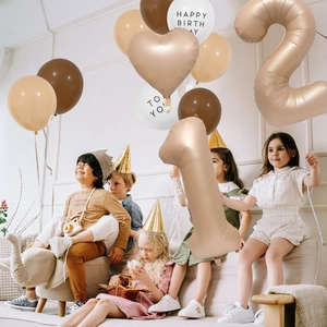 Caramel and cream 40-inch number foil balloons set for baby first birthday party decor